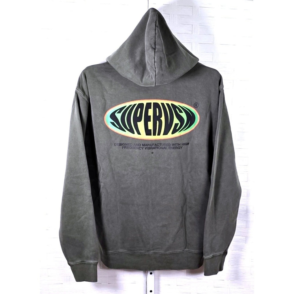 Supervsn Fisheye Hoodie Vintage Grey Graphic Streetwear 35-543A10019 XL NEW